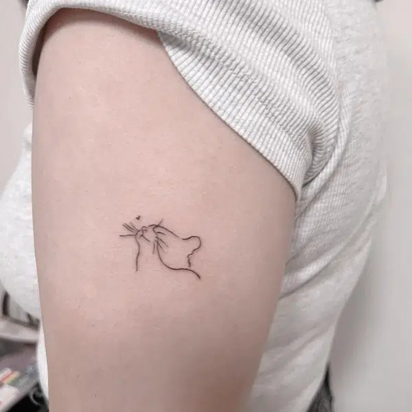 cat fine line tattoo