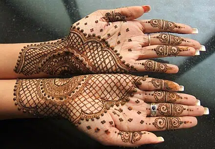 Mehndi applied on the palms