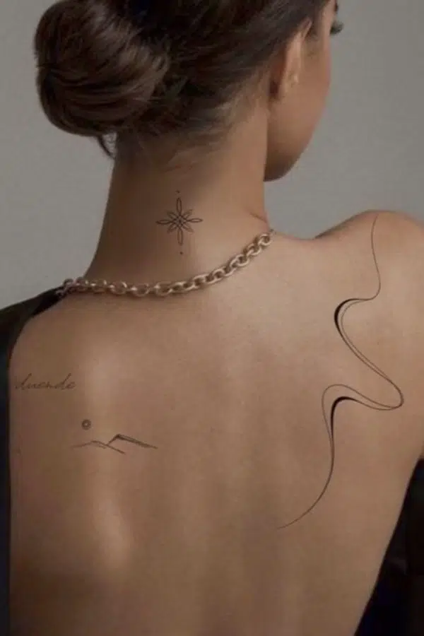 fine line tattoo on the back