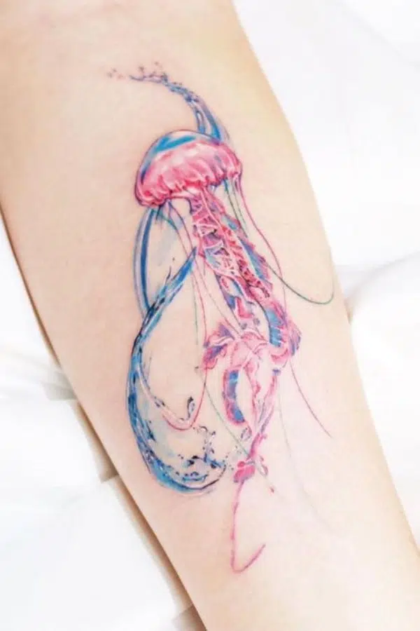 jellyfish watercolor tattoo