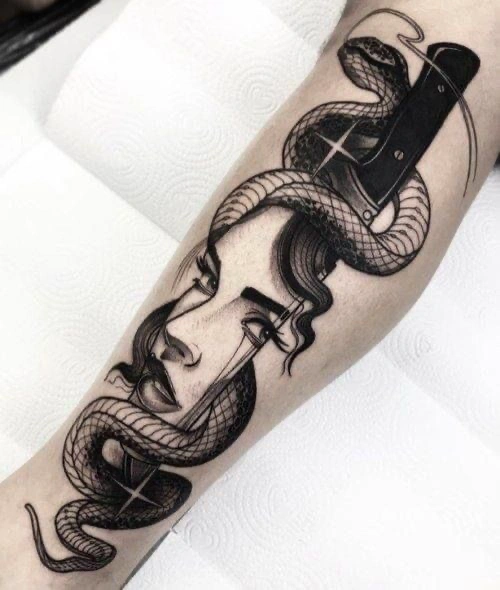 medusa and snake tattoo