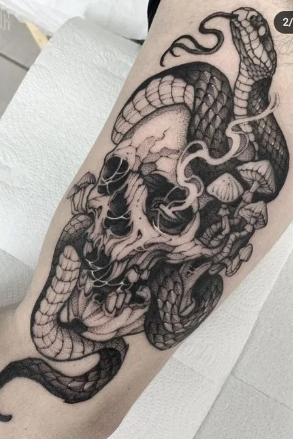 skull and snake tattoo