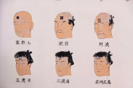 An example of the various face tattoos given to criminals in Japan during the Edo Period.