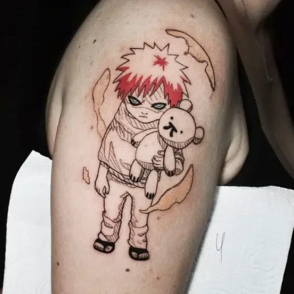 kid gaara with teddy bear